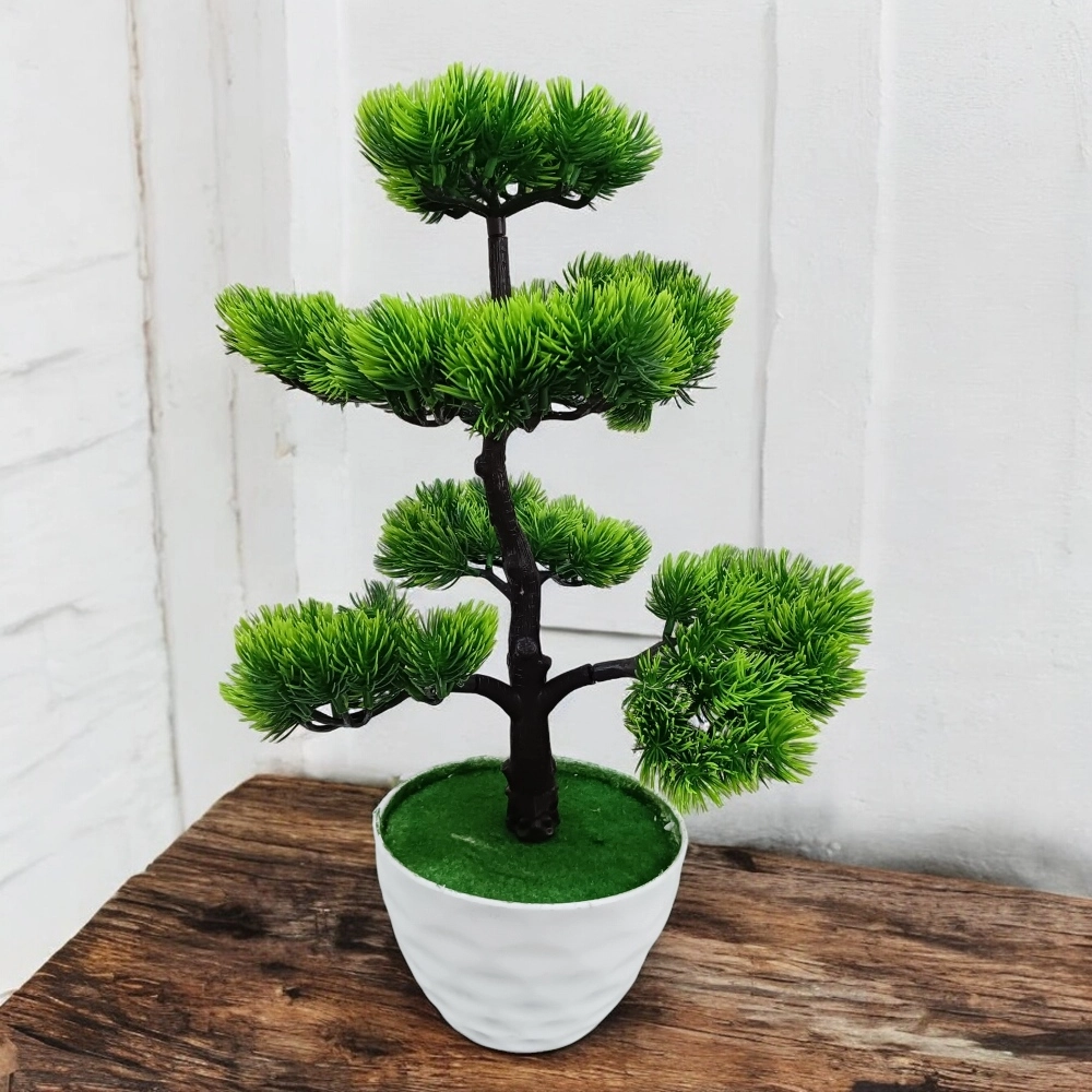 7-Head Pine Bonsai - 43*24cm - Plastic Plant for Garden, Living Room, Shop Decor